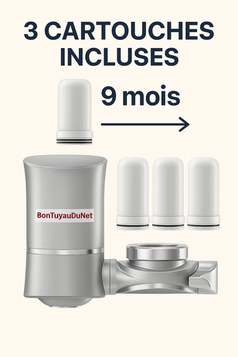 Filtre Ă eau pour robinet đ§ Purificateur d'eau UV - 3 cartouches incluses = 9 mois dâeau pure
