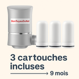Filtre à eau pour robinet - Filtration d'eau UV - 3 cartouches incluses = 9 mois d’eau pure
