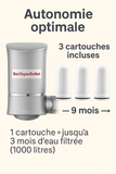 Filtre à eau pour robinet - Filtration d'eau UV - 3 cartouches incluses = 9 mois d’eau pure